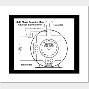 Split-Phase Capacitor-Run Reversible Induction Motor Posters and Art